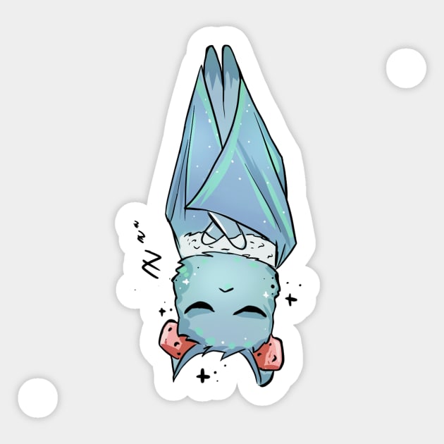 light blue cute bat sleeping upside down Sticker by Artlovelight